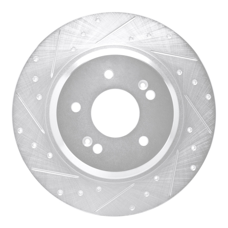 Hyundai SANTA FE Brake Rotor (1) - Rear Left - R1 Concepts - Drilled & Slotted - Silver - `21-`25